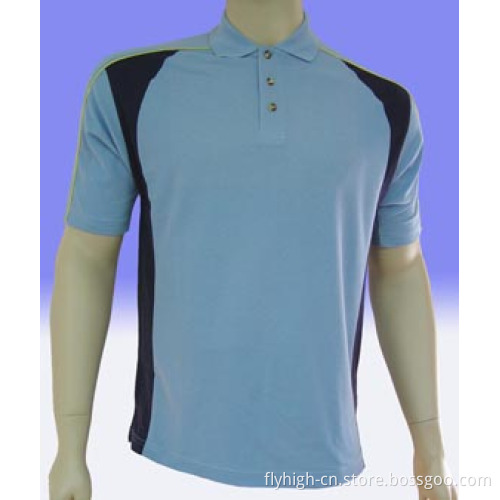 Blue Color Black Patched Polo T-Shirt